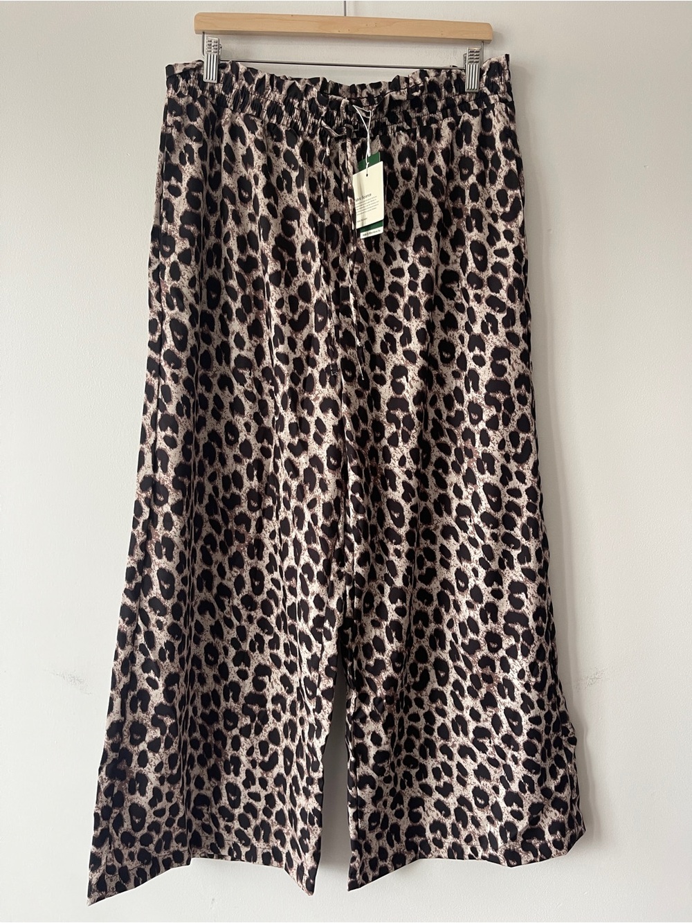 Halara High Waisted Drawstring Pocket Leopard Print Wide Leg Baggy Casual Pants - Picture 2 of 10